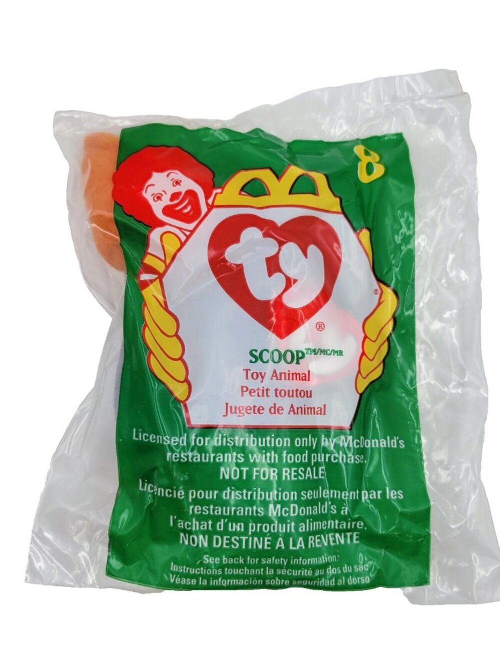 Scoop The Pelican #8 McDonald’s Toy Retired 1998 New Sealed TY Teenie Beanie Bab